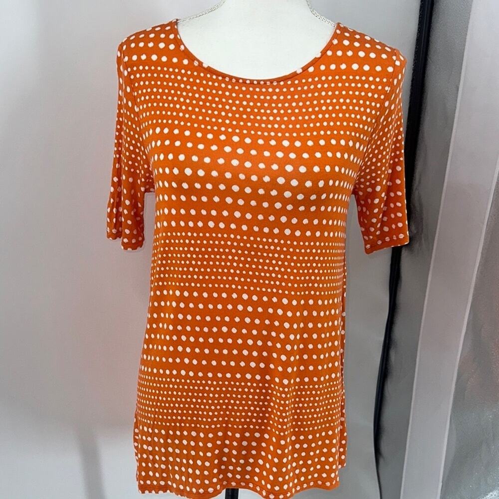 Chico's Orange and White Polka Dot Blouse Size 0 or 4